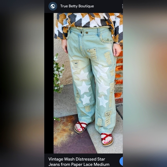 Vintage Wash Distressed Star Jeans from Paper Lace SZ M - Picture 2 of 6